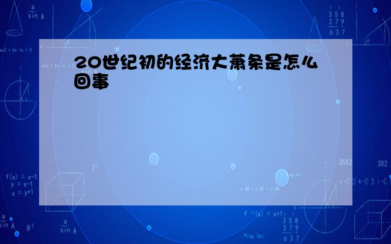 20世纪初的经济大萧条是怎么回事