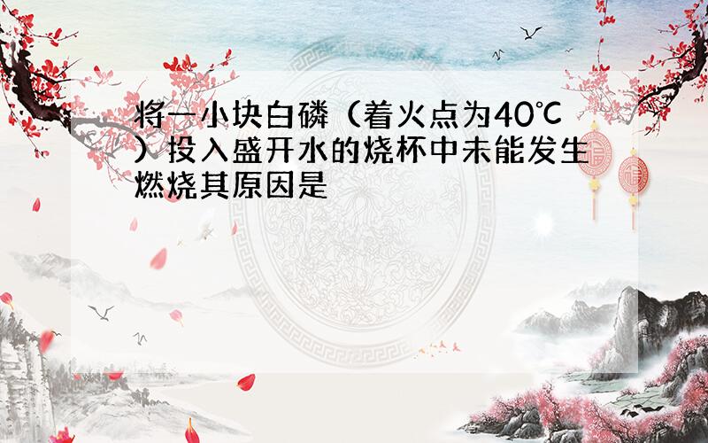 将一小块白磷（着火点为40℃）投入盛开水的烧杯中未能发生燃烧其原因是