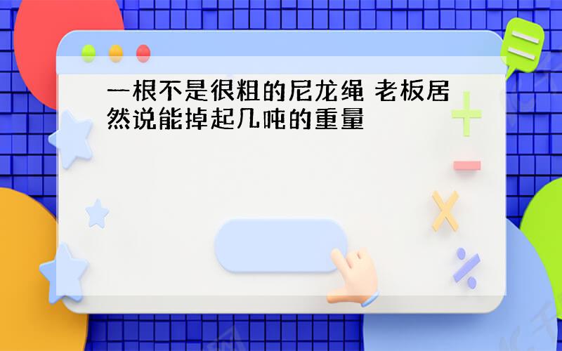 一根不是很粗的尼龙绳 老板居然说能掉起几吨的重量