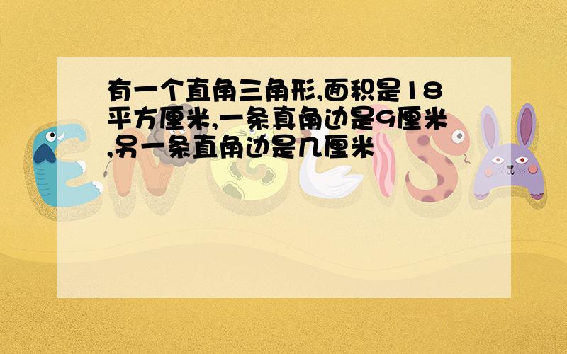 有一个直角三角形,面积是18平方厘米,一条真角边是9厘米,另一条直角边是几厘米