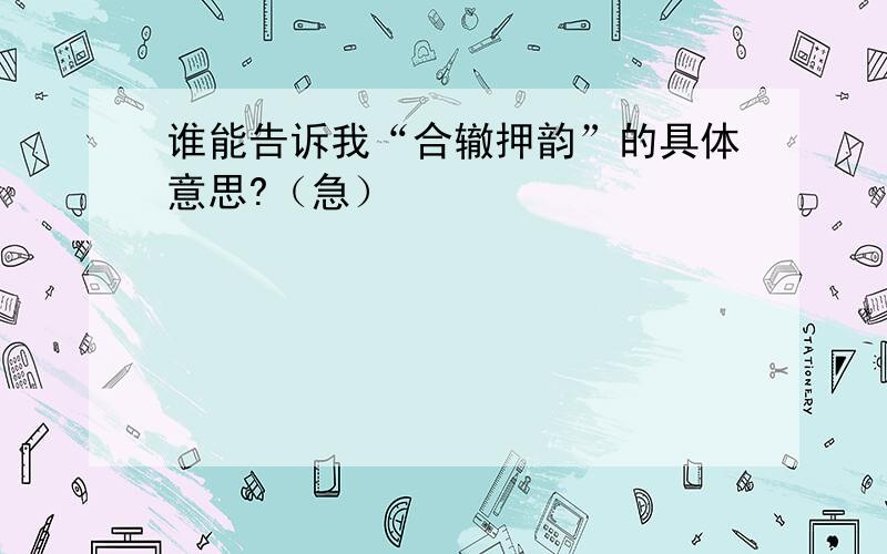 谁能告诉我“合辙押韵”的具体意思?（急）