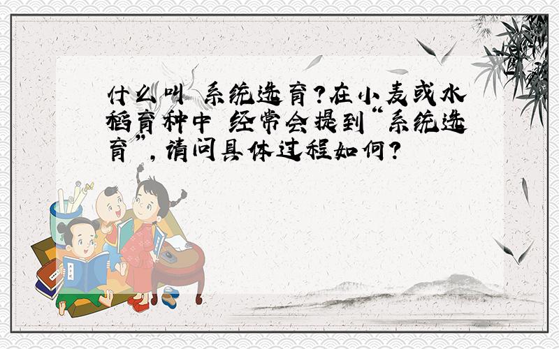 什么叫 系统选育?在小麦或水稻育种中 经常会提到“系统选育”,请问具体过程如何?