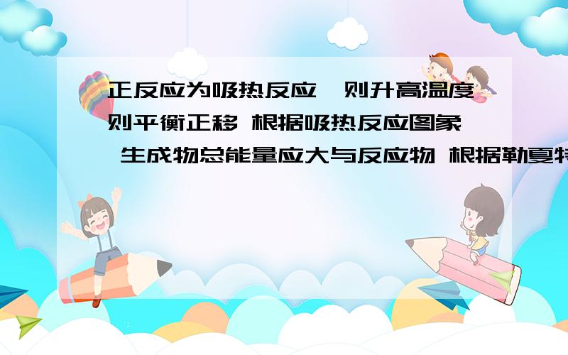 正反应为吸热反应,则升高温度则平衡正移 根据吸热反应图象 生成物总能量应大与反应物 根据勒夏特列原理