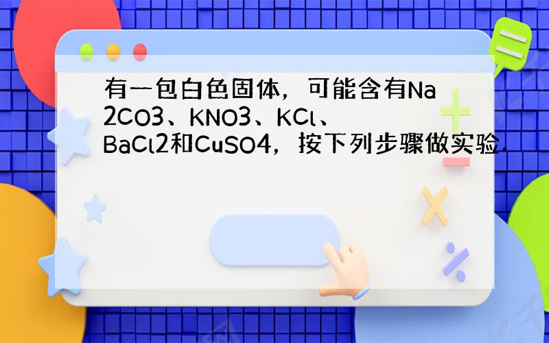 有一包白色固体，可能含有Na2CO3、KNO3、KCl、BaCl2和CuSO4，按下列步骤做实验．