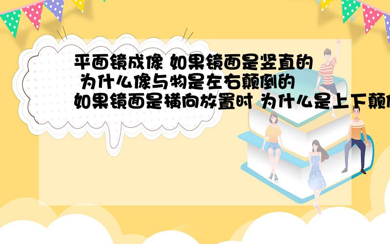 平面镜成像 如果镜面是竖直的 为什么像与物是左右颠倒的 如果镜面是横向放置时 为什么是上下颠倒的呢?