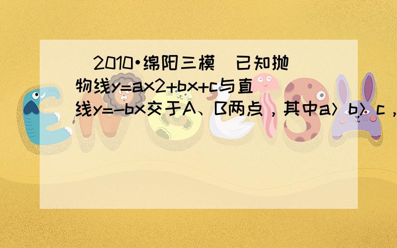 （2010•绵阳三模）已知抛物线y=ax2+bx+c与直线y=-bx交于A、B两点，其中a＞b＞c，a+b+c=0，设线