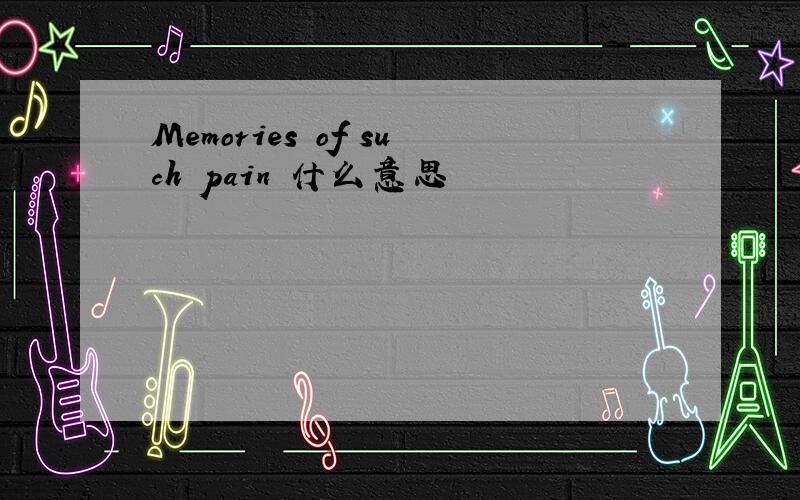 Memories of such pain 什么意思