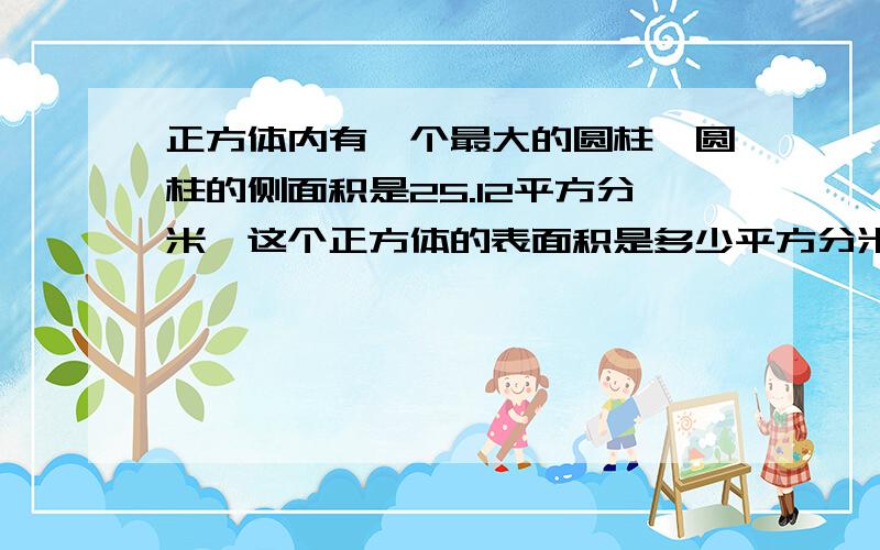 正方体内有一个最大的圆柱,圆柱的侧面积是25.12平方分米,这个正方体的表面积是多少平方分米? 帮帮我求这道题,谢谢!