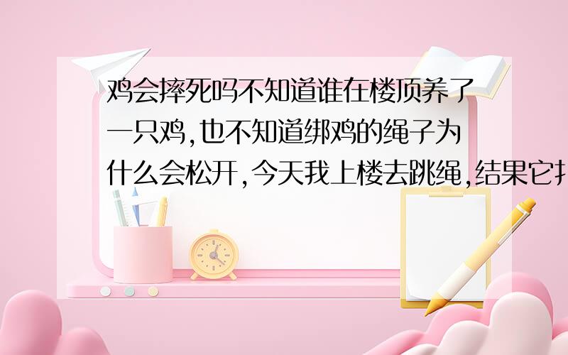 鸡会摔死吗不知道谁在楼顶养了一只鸡,也不知道绑鸡的绳子为什么会松开,今天我上楼去跳绳,结果它扑腾扑腾的就从七楼飞下去了,