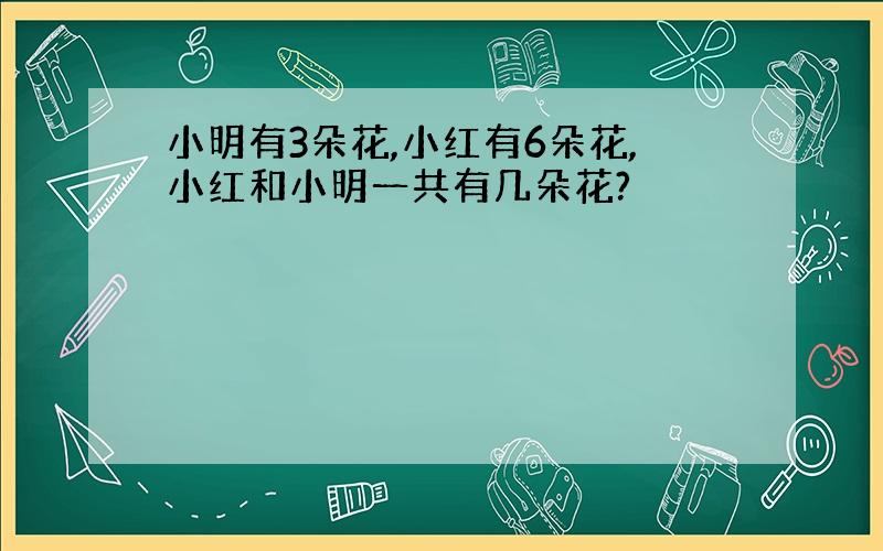 小明有3朵花,小红有6朵花,小红和小明一共有几朵花?