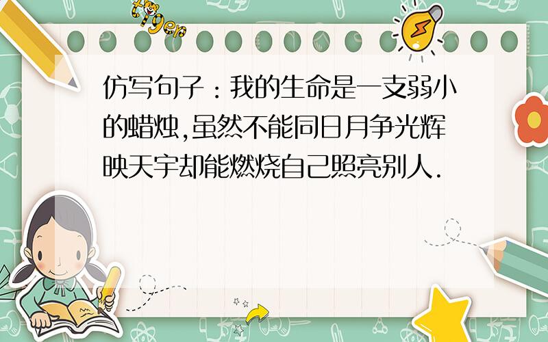 仿写句子：我的生命是一支弱小的蜡烛,虽然不能同日月争光辉映天宇却能燃烧自己照亮别人.