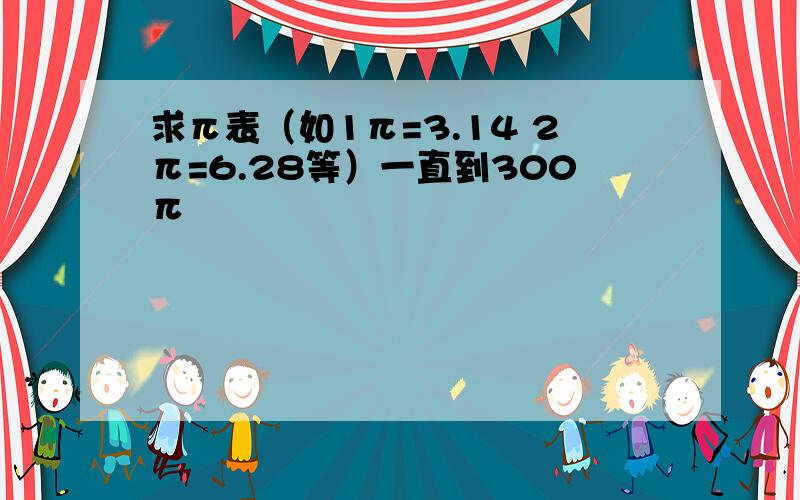 求π表（如1π=3.14 2π=6.28等）一直到300π