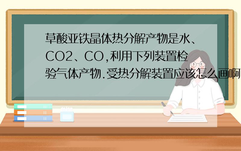 草酸亚铁晶体热分解产物是水、CO2、CO,利用下列装置检验气体产物.受热分解装置应该怎么画啊