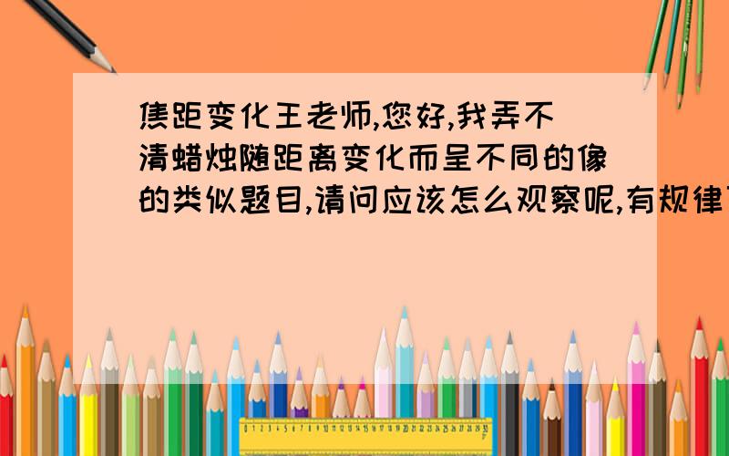 焦距变化王老师,您好,我弄不清蜡烛随距离变化而呈不同的像的类似题目,请问应该怎么观察呢,有规律可循吗?