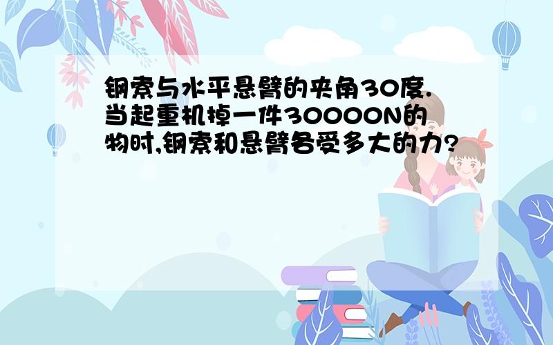 钢索与水平悬臂的夹角30度.当起重机掉一件30000N的物时,钢索和悬臂各受多大的力?