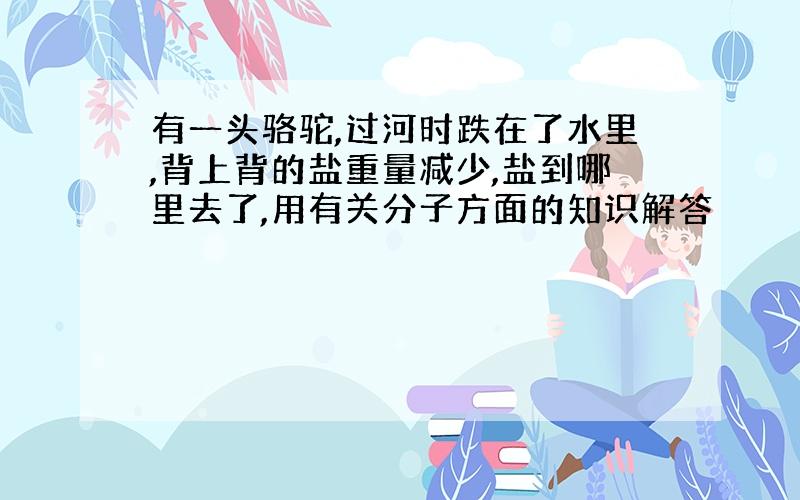 有一头骆驼,过河时跌在了水里,背上背的盐重量减少,盐到哪里去了,用有关分子方面的知识解答