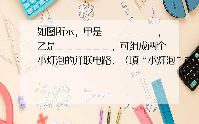 如图所示，甲是______，乙是______，可组成两个小灯泡的并联电路．（填“小灯泡”或“电流表”）