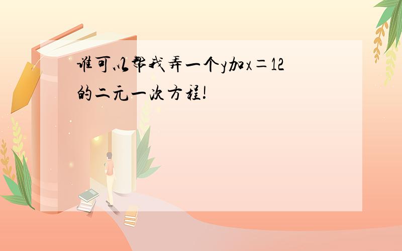 谁可以帮我弄一个y加x＝12的二元一次方程!