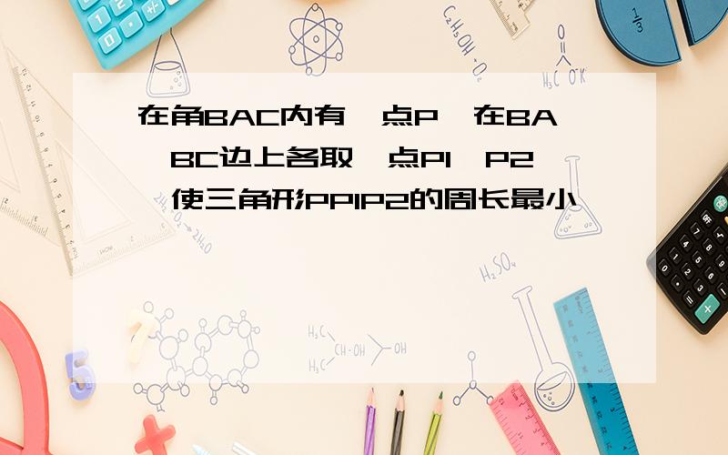 在角BAC内有一点P,在BA,BC边上各取一点P1,P2,使三角形PP1P2的周长最小