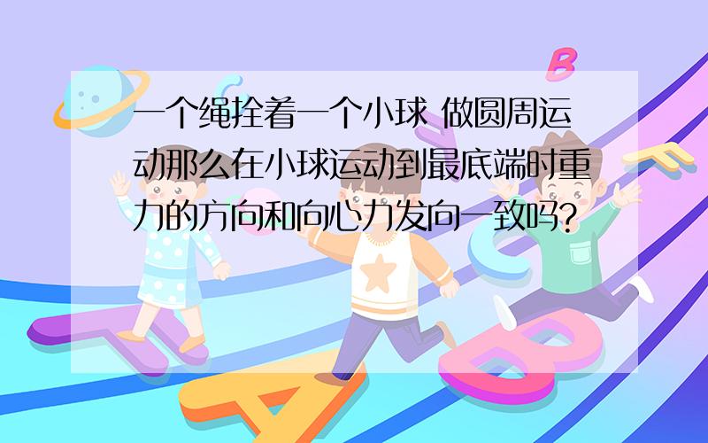 一个绳拴着一个小球 做圆周运动那么在小球运动到最底端时重力的方向和向心力发向一致吗?