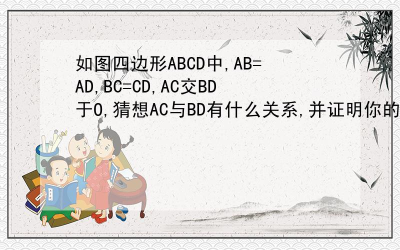 如图四边形ABCD中,AB=AD,BC=CD,AC交BD于O,猜想AC与BD有什么关系,并证明你的结论正确.