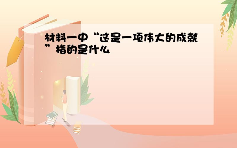 材料一中“这是一项伟大的成就”指的是什么