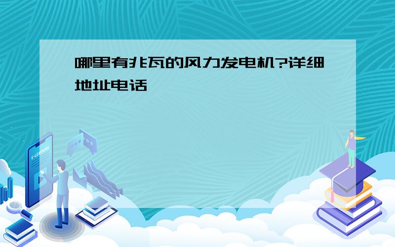 哪里有兆瓦的风力发电机?详细地址电话