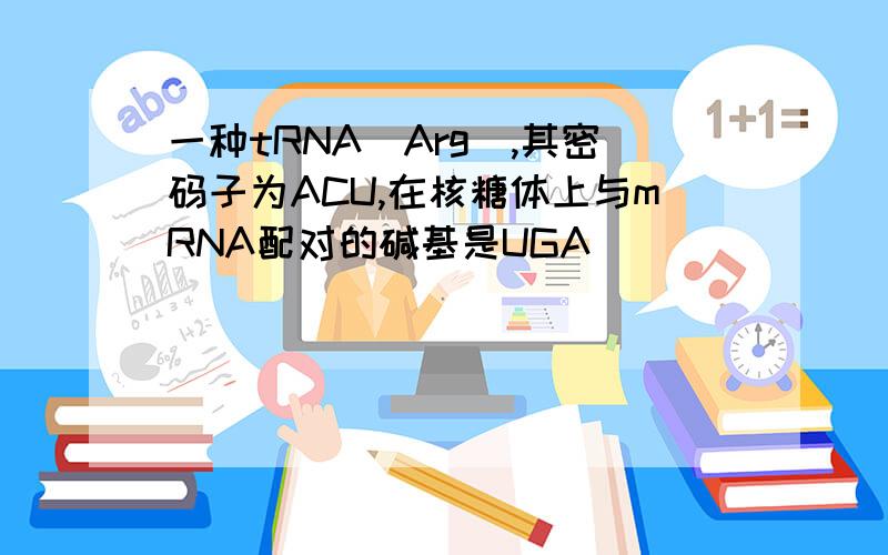 一种tRNA（Arg）,其密码子为ACU,在核糖体上与mRNA配对的碱基是UGA