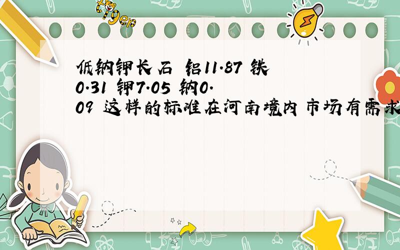 低钠钾长石 铝11.87 铁0.31 钾7.05 钠0.09 这样的标准在河南境内市场有需求吗?都哪行需要.望回复,谢谢