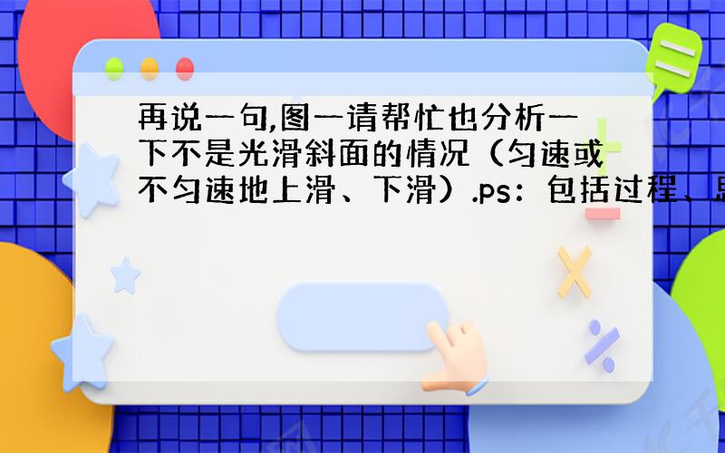 再说一句,图一请帮忙也分析一下不是光滑斜面的情况（匀速或不匀速地上滑、下滑）.ps：包括过程、思路、方法