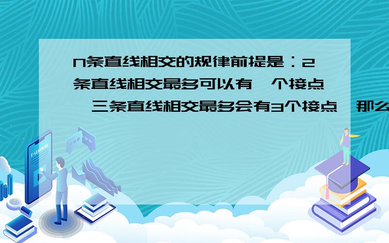 N条直线相交的规律前提是：2条直线相交最多可以有一个接点,三条直线相交最多会有3个接点,那么,N条直线相交最多会有多少个