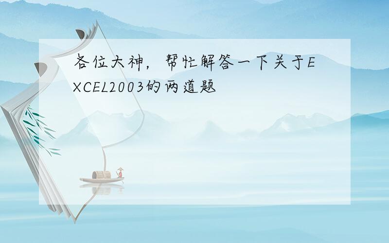 各位大神，帮忙解答一下关于EXCEL2003的两道题