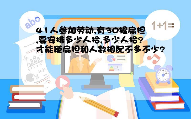 41人参加劳动,有30根扁担,要安排多少人抬,多少人抬?才能使扁担和人数相配不多不少?