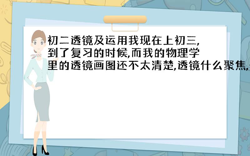 初二透镜及运用我现在上初三,到了复习的时候,而我的物理学里的透镜画图还不太清楚,透镜什么聚焦,f等都是啥呀