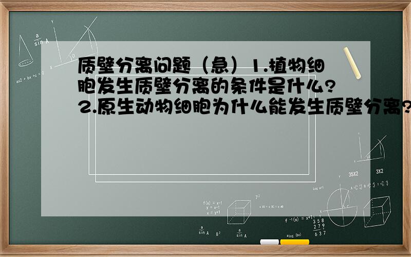 质壁分离问题（急）1.植物细胞发生质壁分离的条件是什么?2.原生动物细胞为什么能发生质壁分离?3.NaCl溶液不能用作实