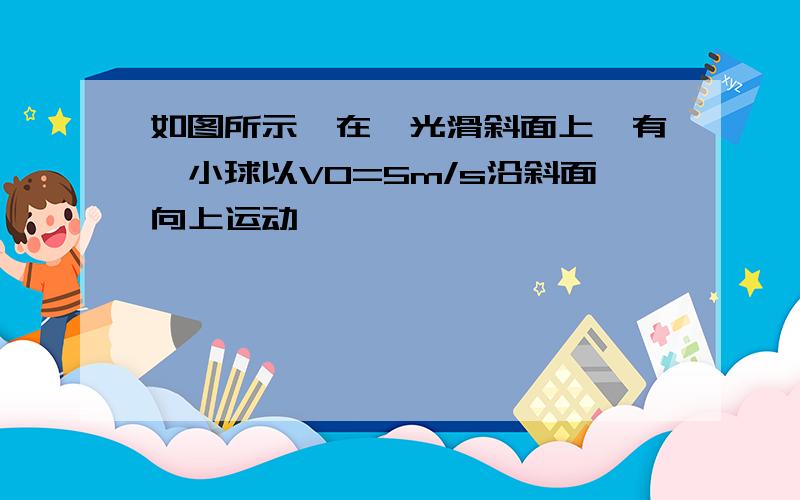 如图所示,在一光滑斜面上,有一小球以V0=5m/s沿斜面向上运动