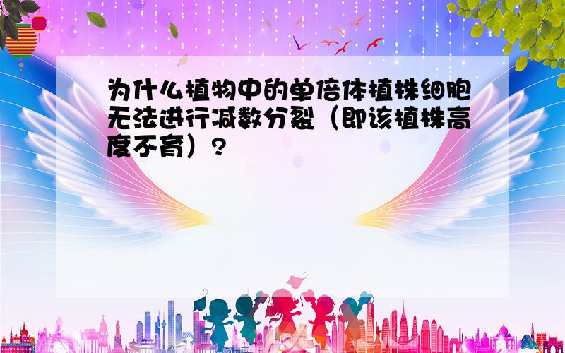 为什么植物中的单倍体植株细胞无法进行减数分裂（即该植株高度不育）?