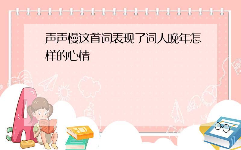 声声慢这首词表现了词人晚年怎样的心情