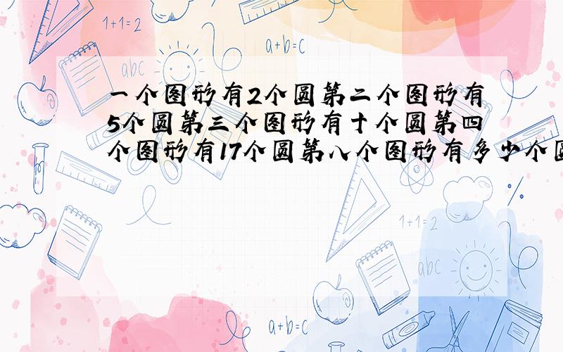 一个图形有2个圆第二个图形有5个圆第三个图形有十个圆第四个图形有17个圆第八个图形有多少个圆 第n个呢?