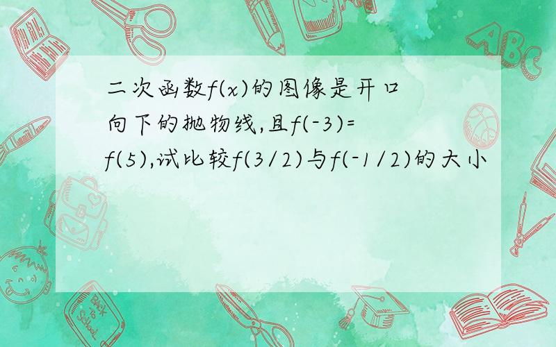 二次函数f(x)的图像是开口向下的抛物线,且f(-3)=f(5),试比较f(3/2)与f(-1/2)的大小