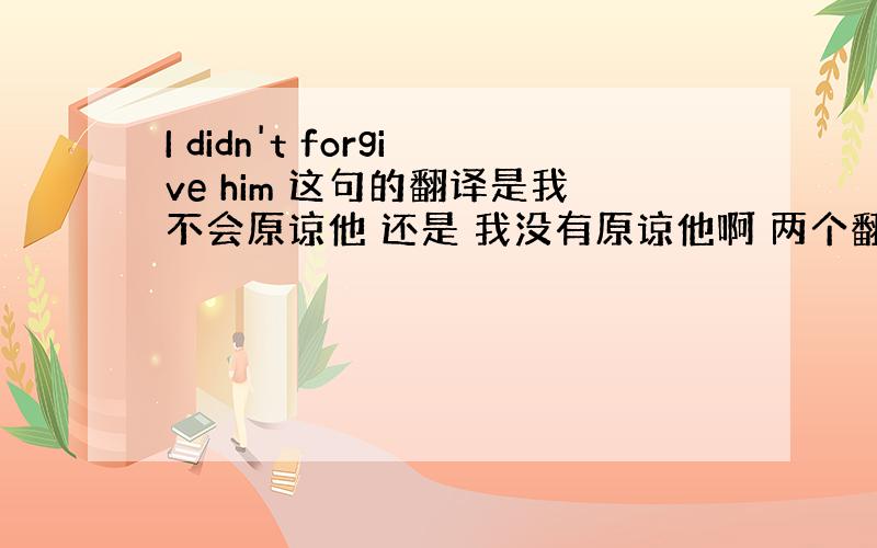 I didn't forgive him 这句的翻译是我不会原谅他 还是 我没有原谅他啊 两个翻译哪一个对