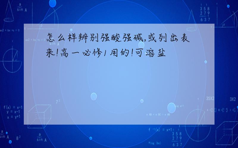 怎么样辨别强酸强碱,或列出表来!高一必修1用的!可溶盐