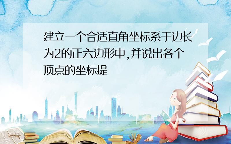 建立一个合适直角坐标系于边长为2的正六边形中,并说出各个顶点的坐标提