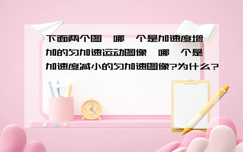 下面两个图,哪一个是加速度增加的匀加速运动图像,哪一个是加速度减小的匀加速图像?为什么?