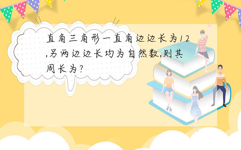 直角三角形一直角边边长为12,另两边边长均为自然数,则其周长为?