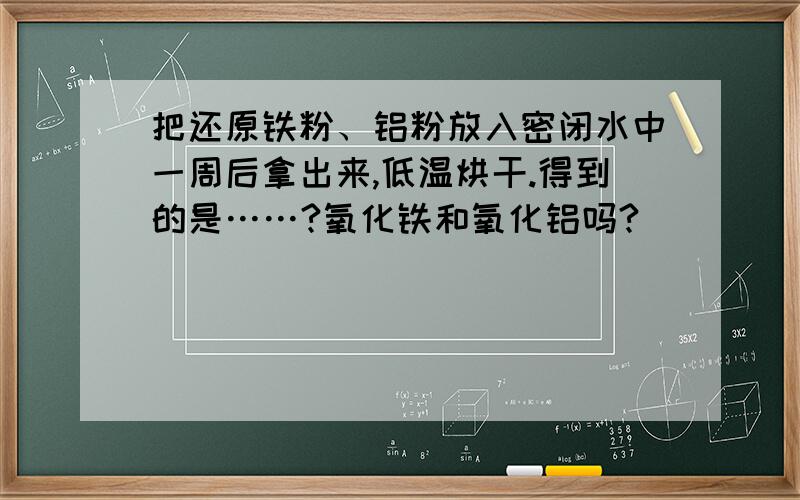 把还原铁粉、铝粉放入密闭水中一周后拿出来,低温烘干.得到的是……?氧化铁和氧化铝吗?