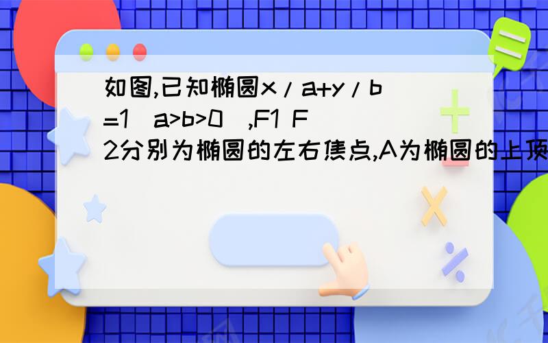 如图,已知椭圆x/a+y/b=1(a>b>0),F1 F2分别为椭圆的左右焦点,A为椭圆的上顶点直