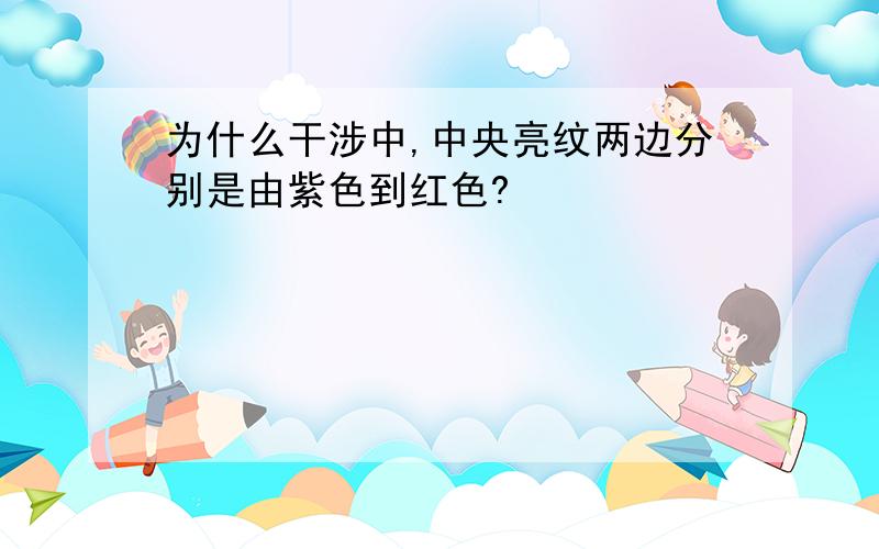 为什么干涉中,中央亮纹两边分别是由紫色到红色?