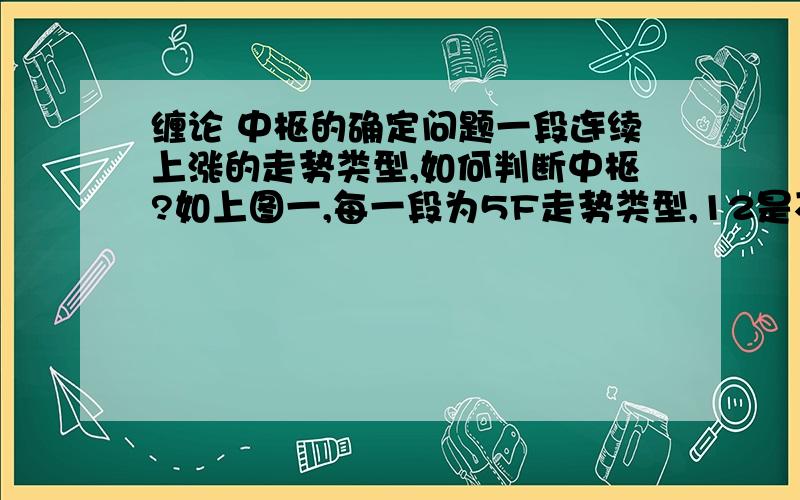 缠论 中枢的确定问题一段连续上涨的走势类型,如何判断中枢?如上图一,每一段为5F走势类型,12是不是03段的30分钟中枢