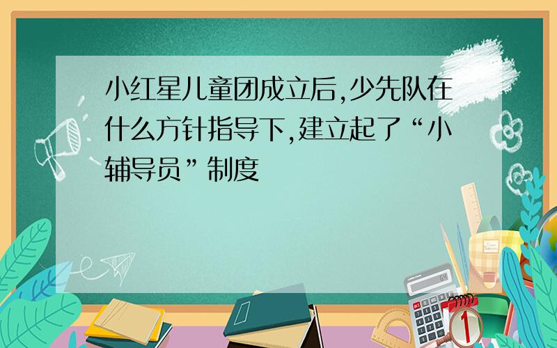 小红星儿童团成立后,少先队在什么方针指导下,建立起了“小辅导员”制度